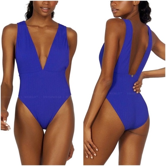 Vix Other - Vix swimwear Milano luana plunge neck one piece in Klein blue